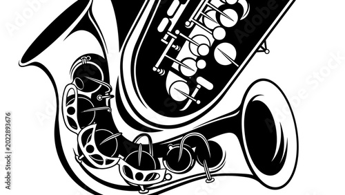 Quadro su tela Abstract Stylized Saxophone Illustration Vector