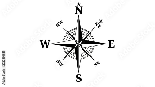 Tableau sur toile Classic Compass Rose Navigation Symbol