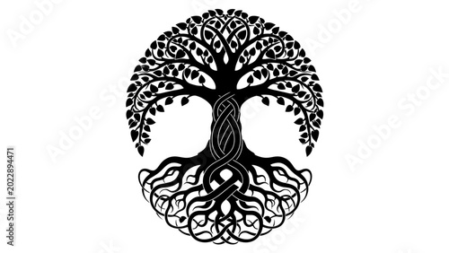 Photos Black and White Tree of Life Celtic Knot Illustration