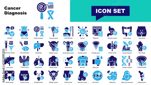Cuadro en lienzo Cancer Diagnosis icon set