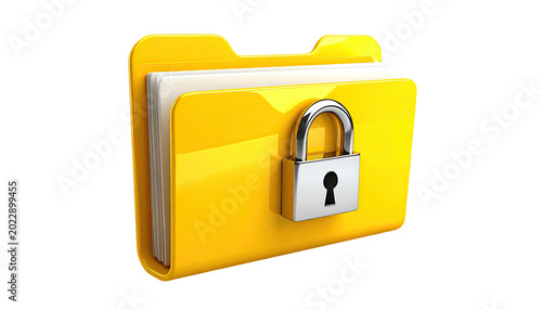 Digital file folder with a closed padlock, symbolizing security