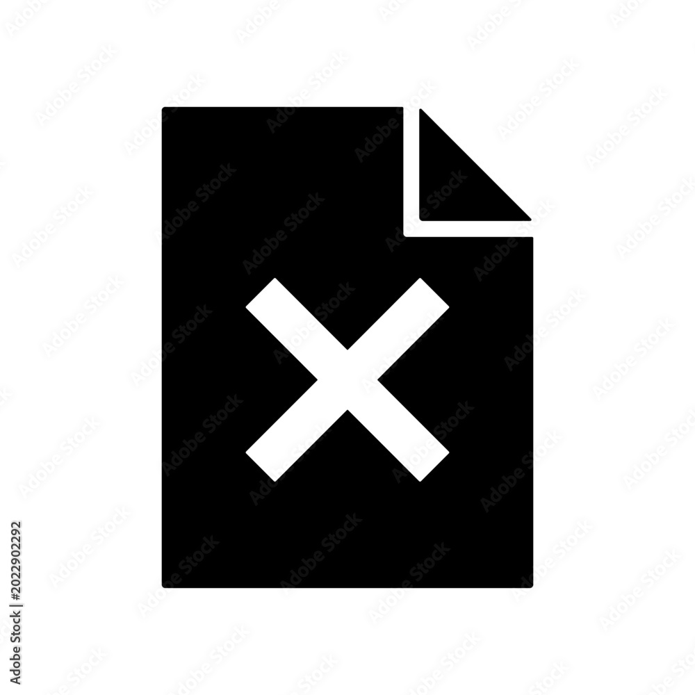 Εκτύπωση καμβά Delete document file silhouette icon with cross mark error symbol