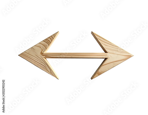 Two wooden arrows pointing opposite directions on a black background