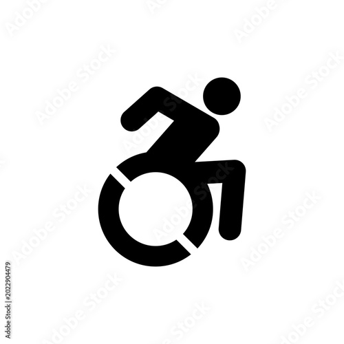 Foto Black wheelchair accessibility sign symbol.