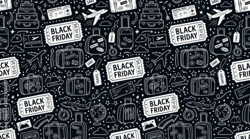 Canvastavla Black Friday seamless shopping pattern with electronics and sale tags