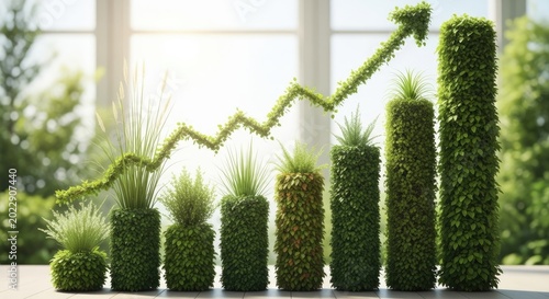 eco friendly growth chart, green plant graph