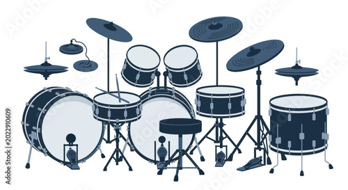 Fotografia Drum Kit Illustration, Musical Instruments, Percussion Set, Rock Music
