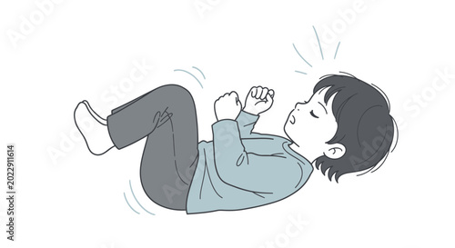 Canvas-taulu Child's tantrum, lying on floor, frustrated, upset, drawing style