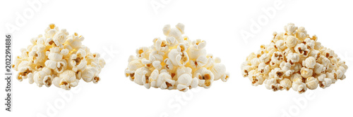 Foto Fluffy Salted Popcorn Heap Snack PNG Isolated on Transparent Background for Cine