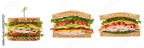 Foto Gourmet Turkey Sandwich Collection: Fresh Multigrain Bread Sandwiches with Avoca