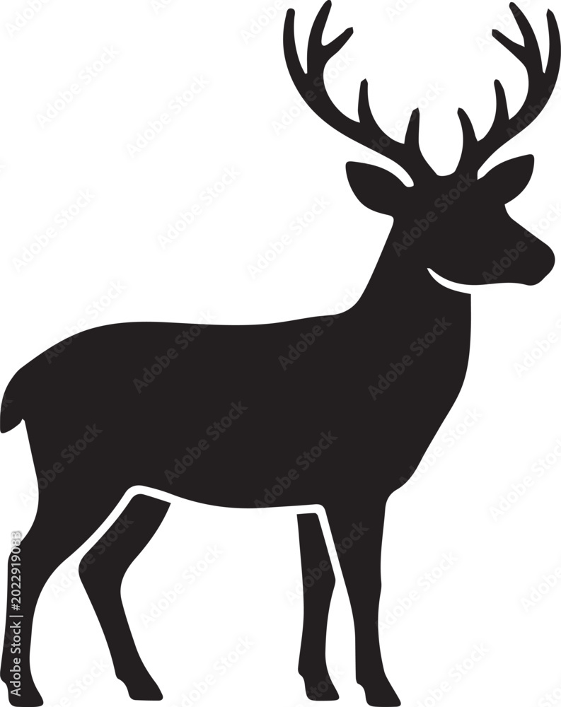 Fototapeta premium Modern Deer Silhouette Logo Design Isolated on White Background