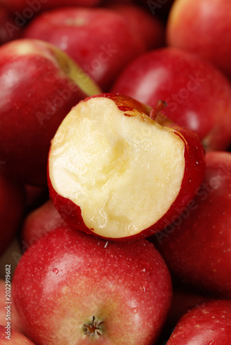 Fresh Red Apples Cut Half New Zealand Imported Fruit Healthy Eating