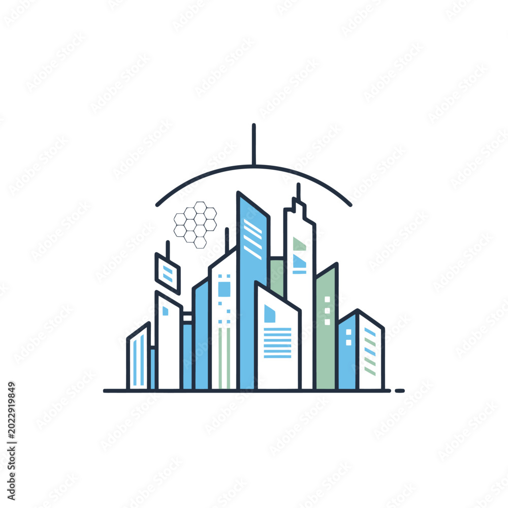Obraz premium Modern City Skyline with Tall Buildings.