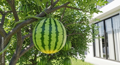 watermelon tree with ripe fruit