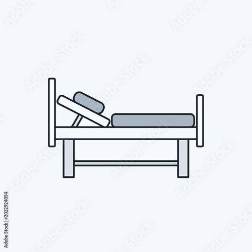 Simple line drawing of a bed.