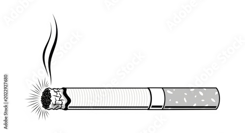 Foto Close-up of Burning Cigarette with Smoke Rising.