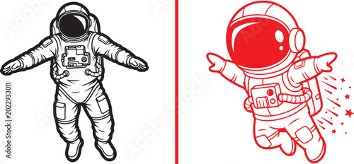 Cuadro en lienzo Astronaut in spacesuit floating in zero gravity with stars