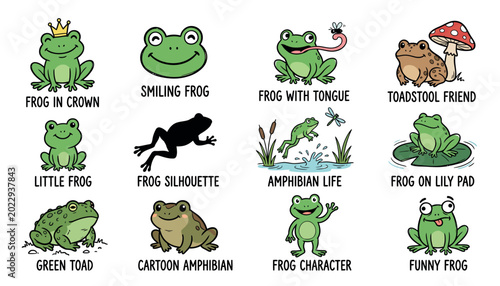 Tableau sur toile Cartoon Frog Character Illustrations.