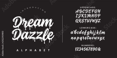 Quadro su tela Dream Dazzle melting liquid script font with slime drip effect for halloween and