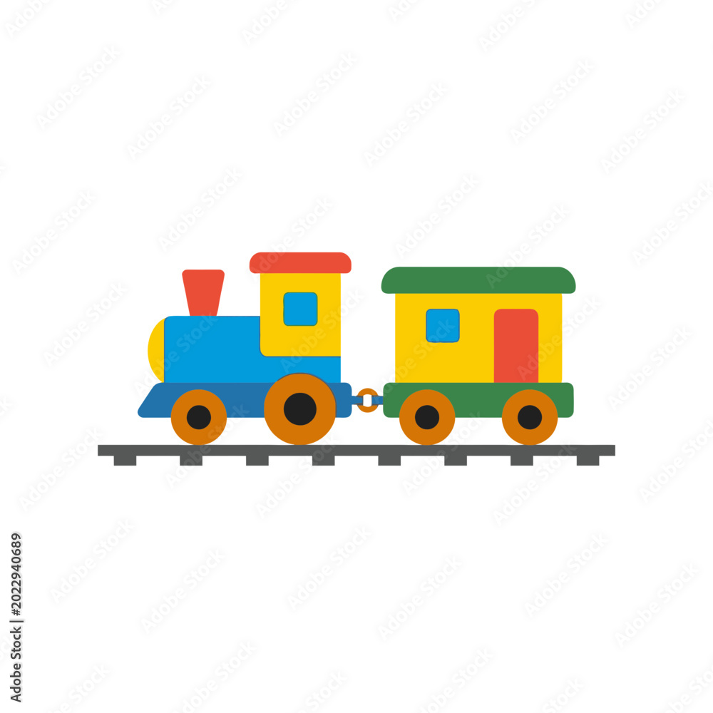 Naklejka premium Minimalist flat vector illustration of a colorful toy train
