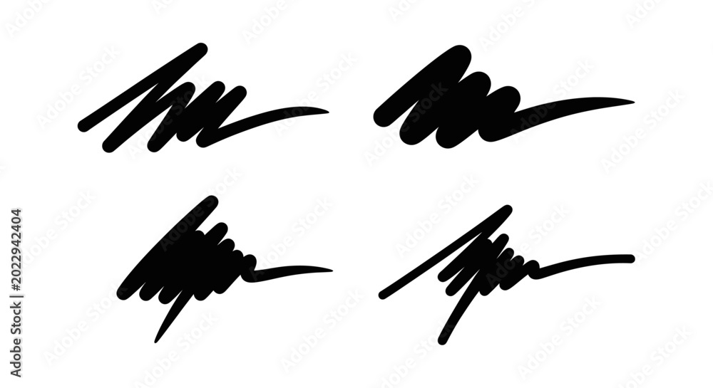 Obraz premium Black Ink Scribble Marks on White Background - Graphic Elements