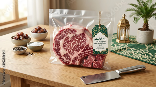Premium Wagyu Beef Cuts Packaged for Eid al-Adha Celebrations with Dates and Spices