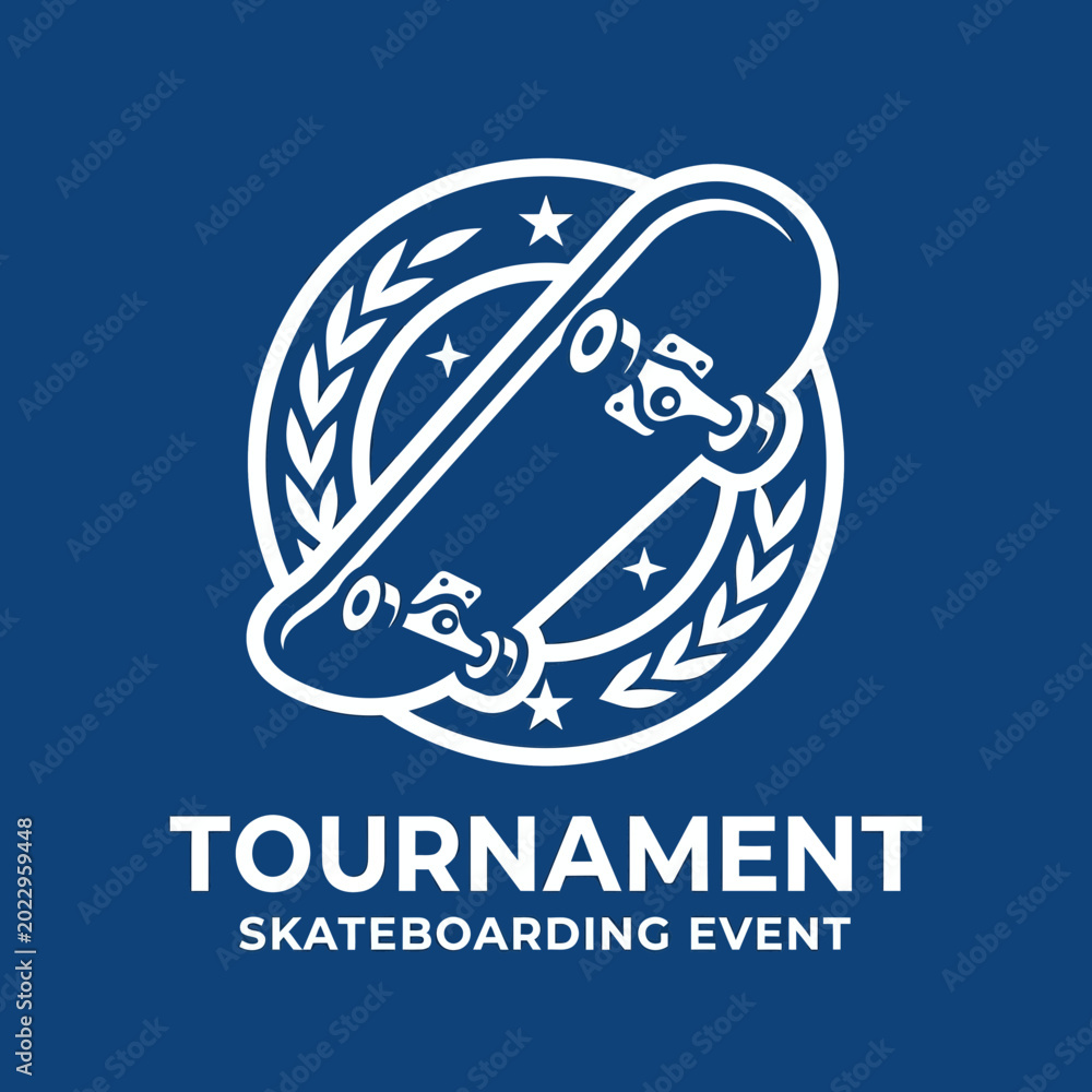 Obraz premium Distinctive Skateboard Tournament Emblem Representing Competitive Skating Sport and Events