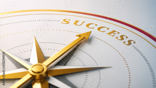 AI generated success compass concept golden pointer symbolizing leadership achievement goals strategic direction business growth