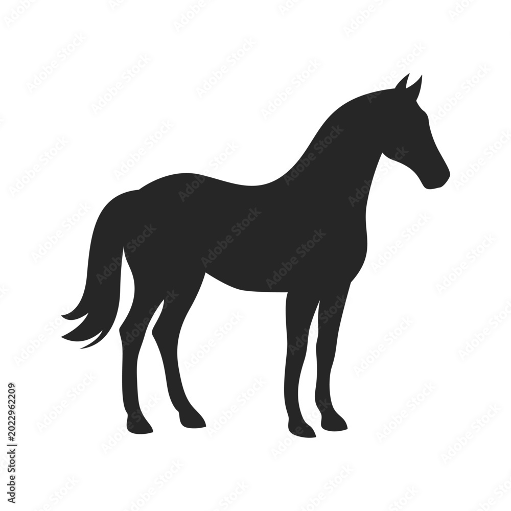 Fototapeta premium Minimalist Standing Stallion Silhouette Vector Element for Branding