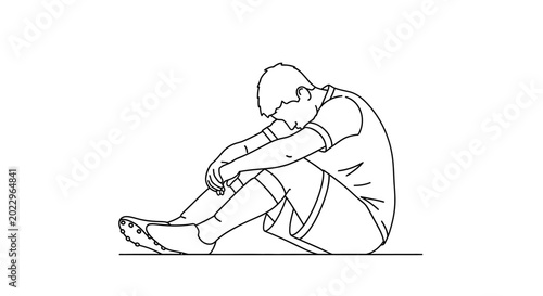 Photos Sad Athlete Sitting Down, Head Down, Feeling Defeated