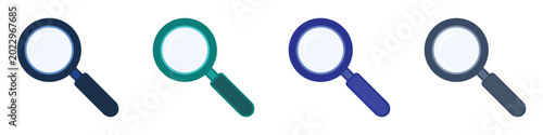 Valokuva Set of colorful magnifying glass icons for search and discovery concept