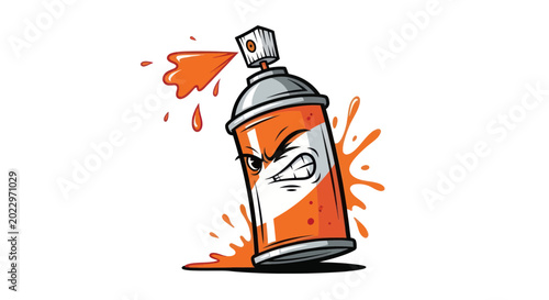 Schilderij op canvas Angry Spray Paint Can Character