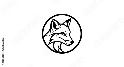 Photos Stylized Fox Head Silhouette Inside Circle, Minimalist Logo Design