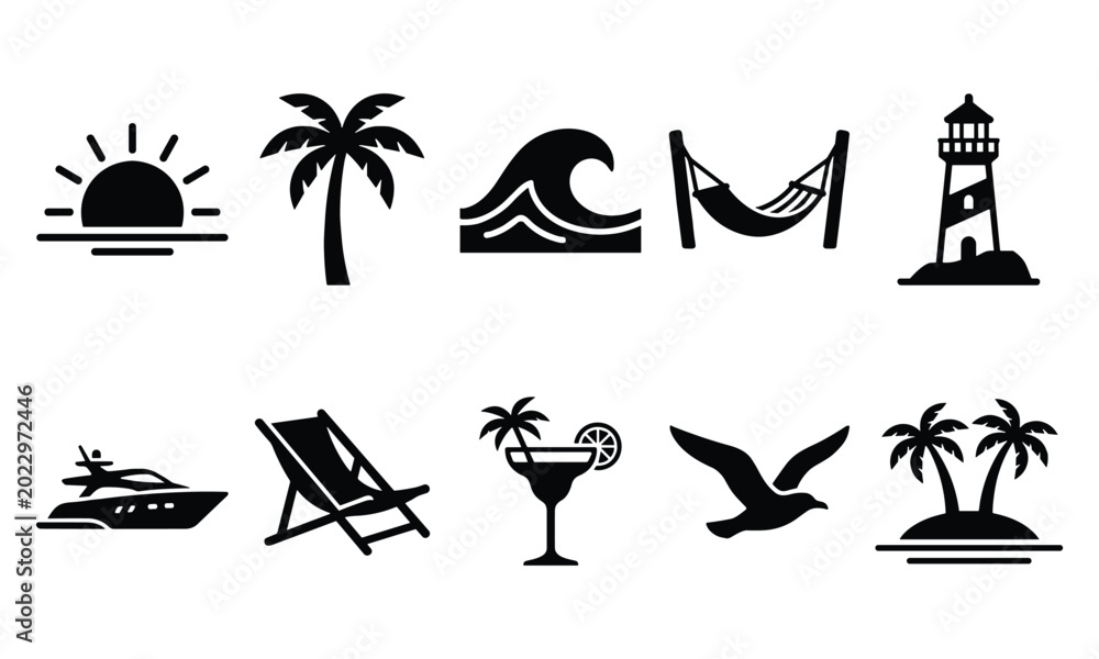 Obraz premium Sunset Silhouette Icon Pack