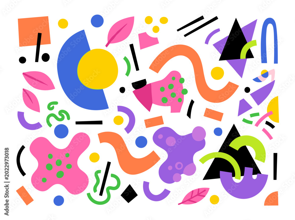 Fototapeta premium Colorful abstract pattern with fun shapes.
