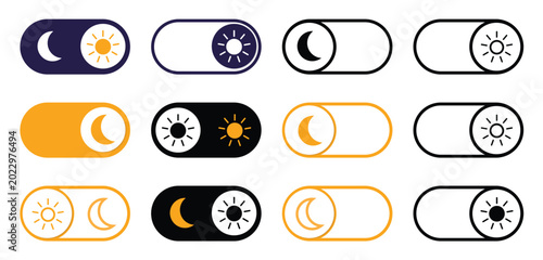Photos Collection of day and night mode icons with sun and moon symbols