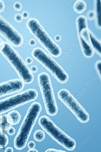 Enterobacteriaceae, gram-negative rod-shaped bacteria, causative agents of intestinal infections. 3D rendering illustration