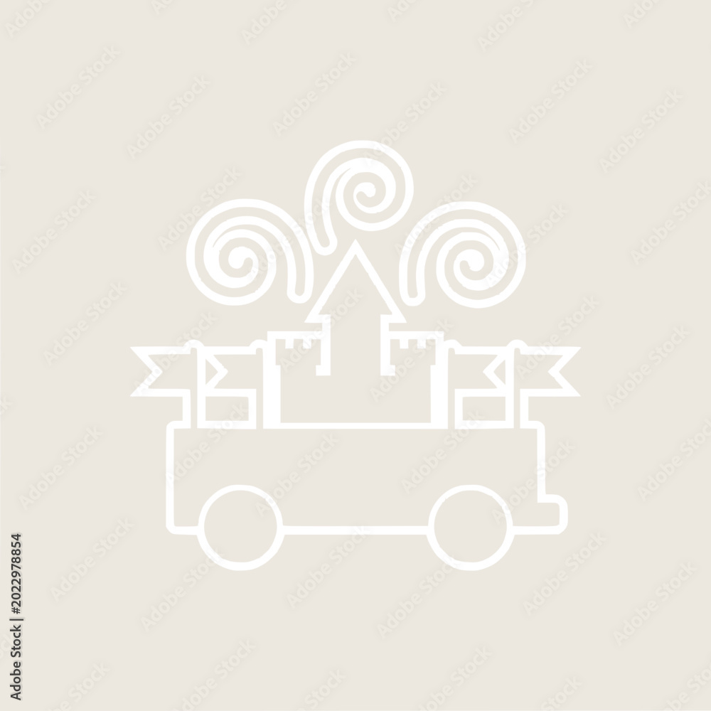 Naklejka premium Fantasy Castle on Wheels Icon