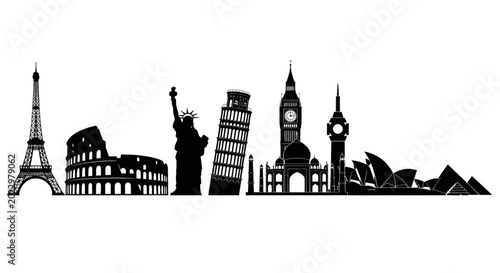 Photos World Famous Landmarks Silhouette - Iconic Travel Destinations Collection