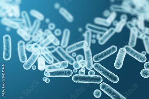 3D illustration of Enterobacteriaceae gram-negative rod-shaped bacteria, intestinal microbiome and pathogenic agents. 3D rendering illustration