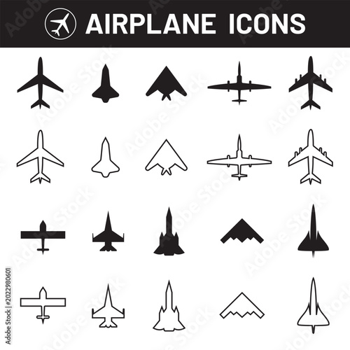 Airplane icon set. Travel flat icon. Flight transport symbol. Plane icon vector. Flight transport symbol. Vector EPS 10