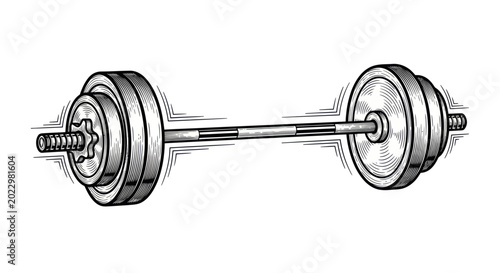 Foto Barbell Sketch Illustration - Fitness Equipment for Weightlifting and Exercise