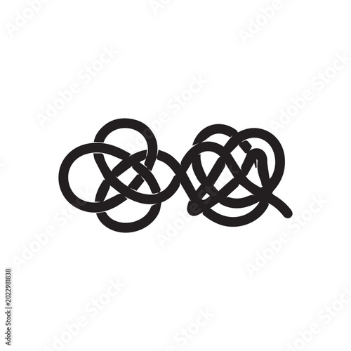 Canvastavla Black abstract interwoven knot design on white