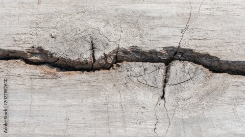 Deeply Cracked and Weathered Wooden Plank Texture with Splintered Edges