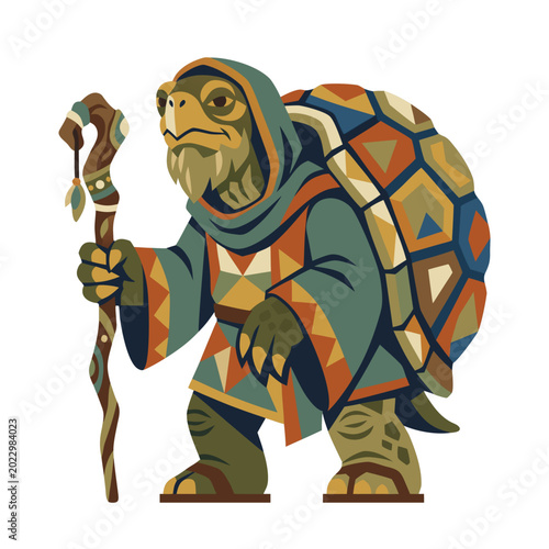 Canvas Print Mystical Turtle Wizard with Staff.