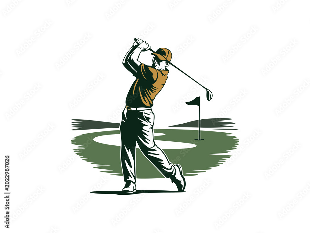 Fototapeta premium Golfer in Action on Green Course