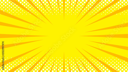 黄色の放射状ポップ背景 ドット入りのセール・広告用インパクトデザイン素材　Yellow Radial Burst Background Pop Comic Dot Sale Banner Design
