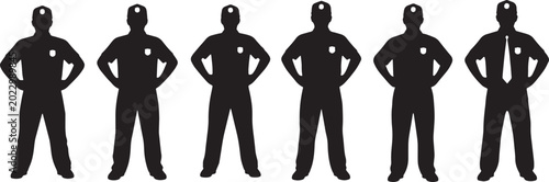 Photos Black Solid Prison Wardens Hands Hips Silhouettes Set of Six on White Background