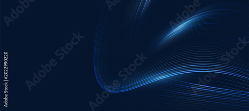Modern Glow Blue Curve Lines on Dark Background