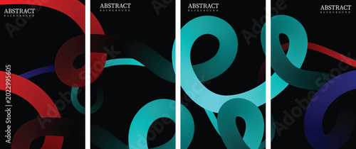 Vibrant abstract graphic design with colorful swirling patterns on black background